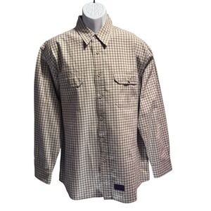 Structure Utility Shirt Mens Large Tan Plaid Excellent Long Sleeve Button Down